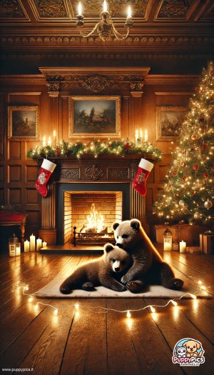 Cute Bears wallpaper – christmas, mobile wallpaper, fireplace