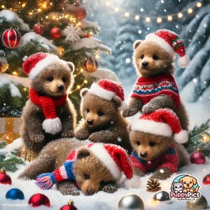 Cute Bears wallpaper – christmas, snow, square